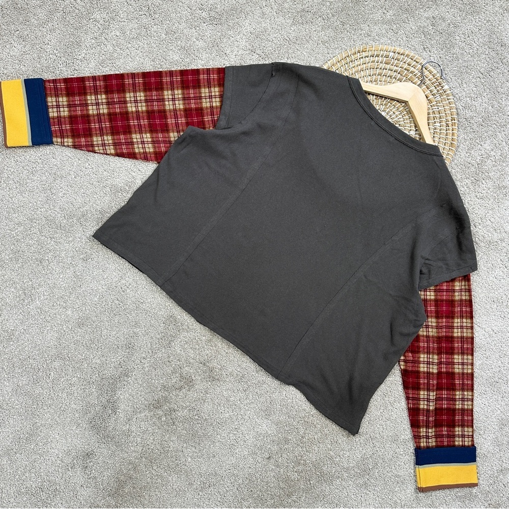 SOLD | Natural Life Penny Layered Knee Tee Top Longsleeve Boho in Charcoal Multi - Picture 7 of 14